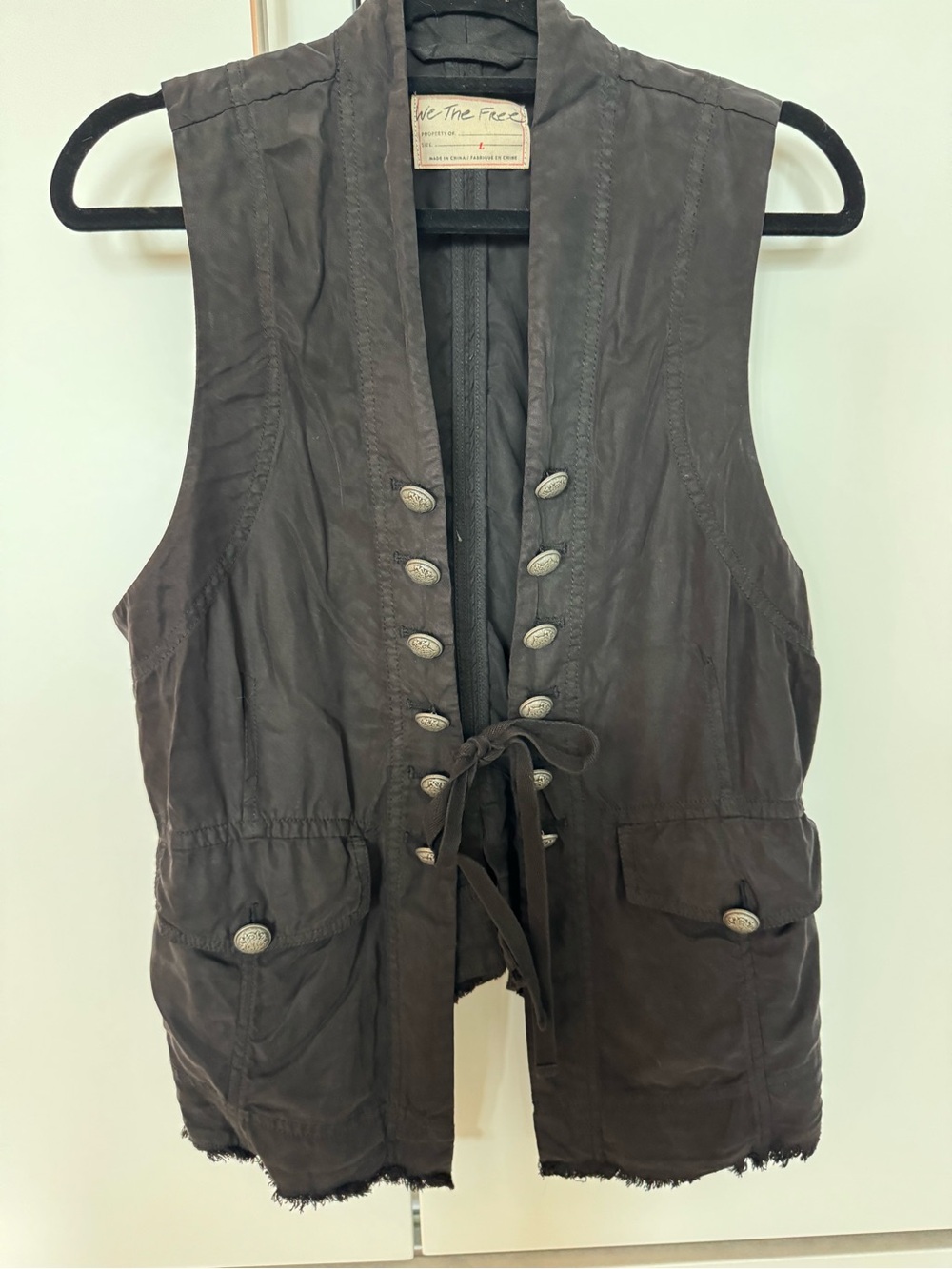 Free People dark brown sleeveless button-front vest